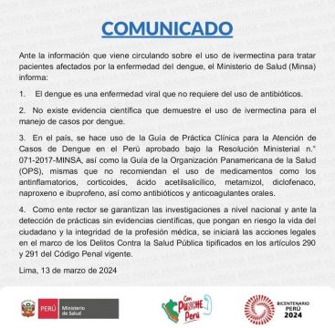 COMUNICADO MINSA