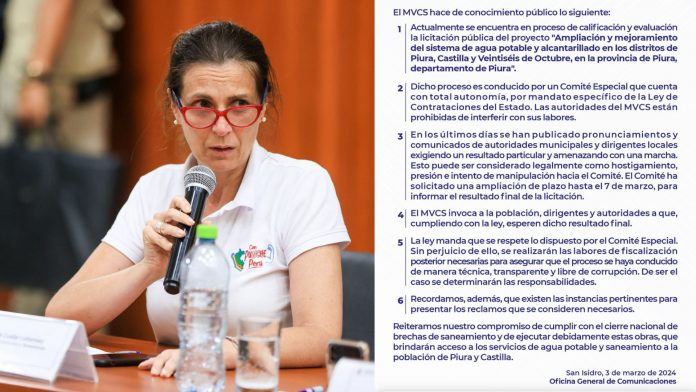 Ministerio de Vivienda acusó hostigamiento e intento de manipulación en el proyecto de 96 AA.HH.