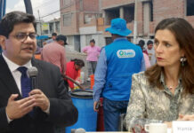 Mauro Gutiérrez, presidente de SUNASS. Hania Pérez de Cuéllar (ministra de Vivienda, Construcción y Saneamiento.