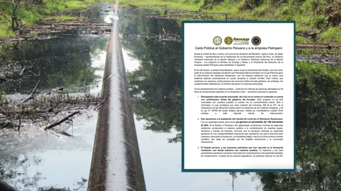 Pueblos indígenas de Loreto rechazan plan de interconexión del oleoducto con Ecuador: “No tiene nuestro consentimiento”