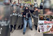 Huancayo: Reciben a José Jerí con protesta y pancartas; policías retiran a manifestantes a empujones