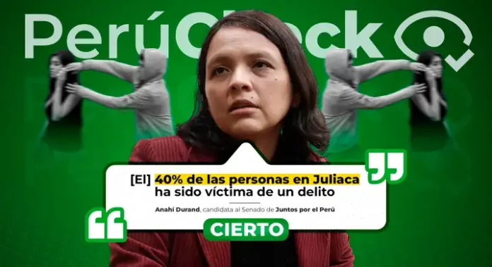 El 40% de personas en Juliaca sí ha sido víctima de algún delito, como afirmó la candidata al Senado Anahí Durand