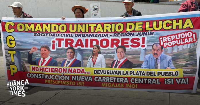 Llaman traidores a congresistas de Junín por no defender el presupuesto para la nueva carretera Central