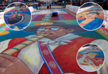 Más de 400 metros ruta de la parada y veneración de la Festividad Virgen de la Candelaria han sido pintados por artistas plásticos