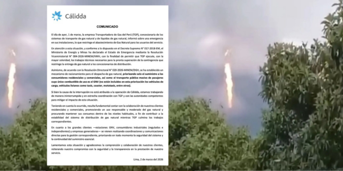 ¡Emergencia nacional en Perú! Confirman racionamiento de gas natural tras grave fuga con deflagración en Megantoni