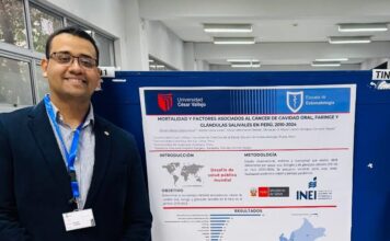 Escuela de Estomatología de la UCV Piura, obtiene primer lugar en congreso internacional de investigación odontológica Bryan Alexis Cossio-Alva, autor principal del estudio titulado “Mortalidad y factores asociados al cáncer de cavidad oral, faringe y glándulas salivales en Perú, 2010-2024”