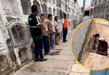 Muros de adobe deteriorados por la humedad y columnas en mal estado dentro de las nueve observaciones de seguridad en el cementerio San José de Sullana